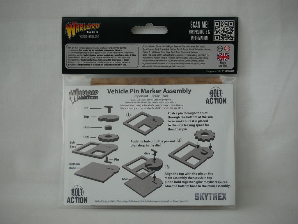 Warlord Games & Skytrex Bolt Action Vehicle Pin Markers Great Britian - 408800014