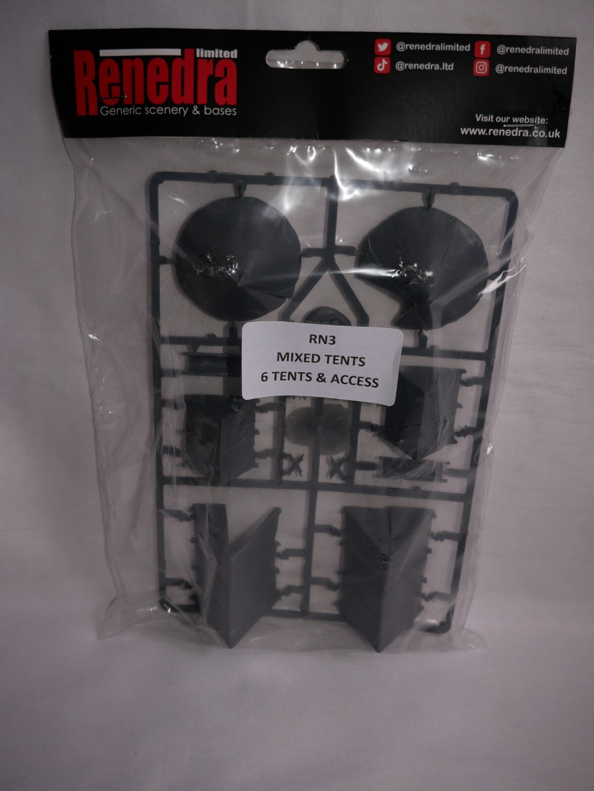 Renedra Limited Generic Scenery & Bases 1/56 Scale 6 Mixed Tents & Access - RN3