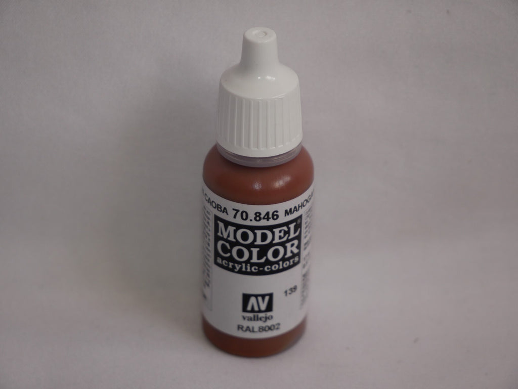 Vallejo Model Color Mahogany Brown Acrylic 17ml/0.57 fl oz Dropper Bottle 70.846