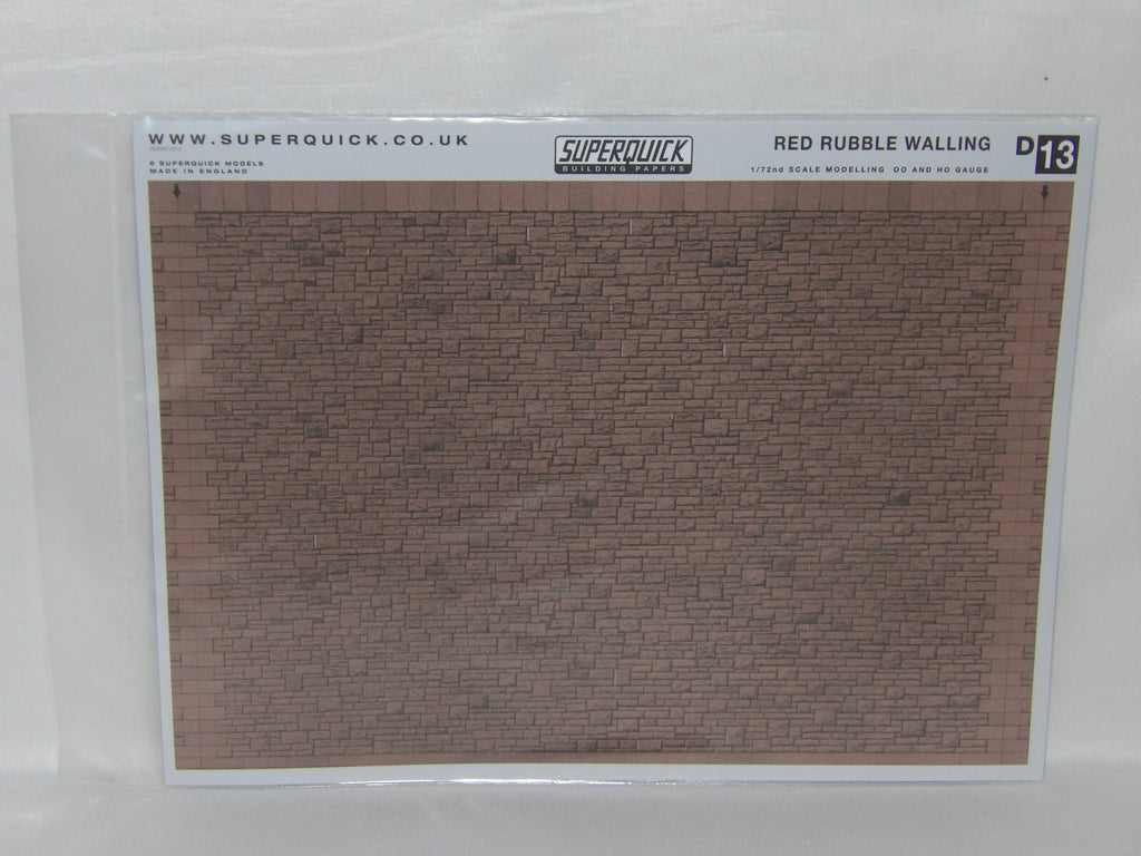 Superquick Kits 1:76 Scale Red Rubble Walling Scaled For HO/OO - D13