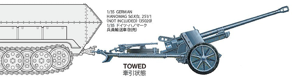 Tamiya 1:35 Scale WWII German 5cm Anti-Tank Gun (Pack38) Plastic Model Kit 35392