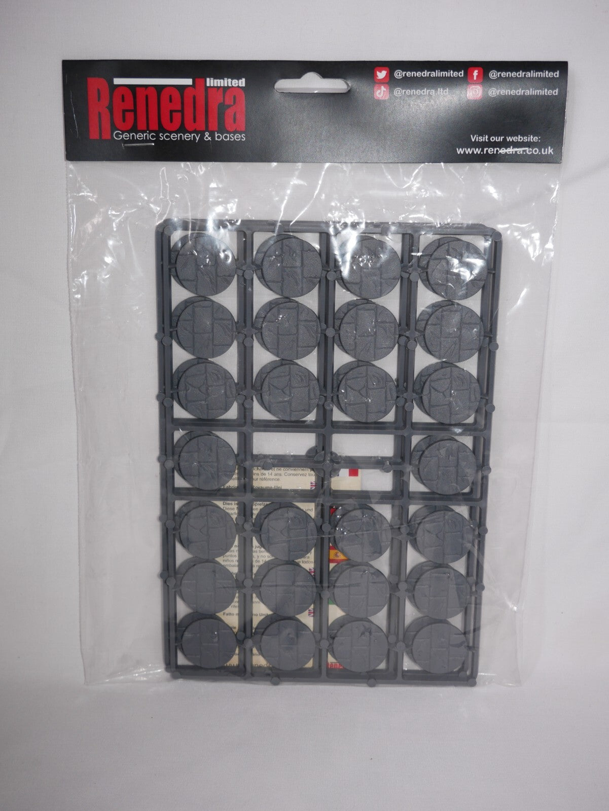 Renedra Ltd Generic Scenery & Bases 25mm Diameter Paved Effect Bases 52 Per Pack