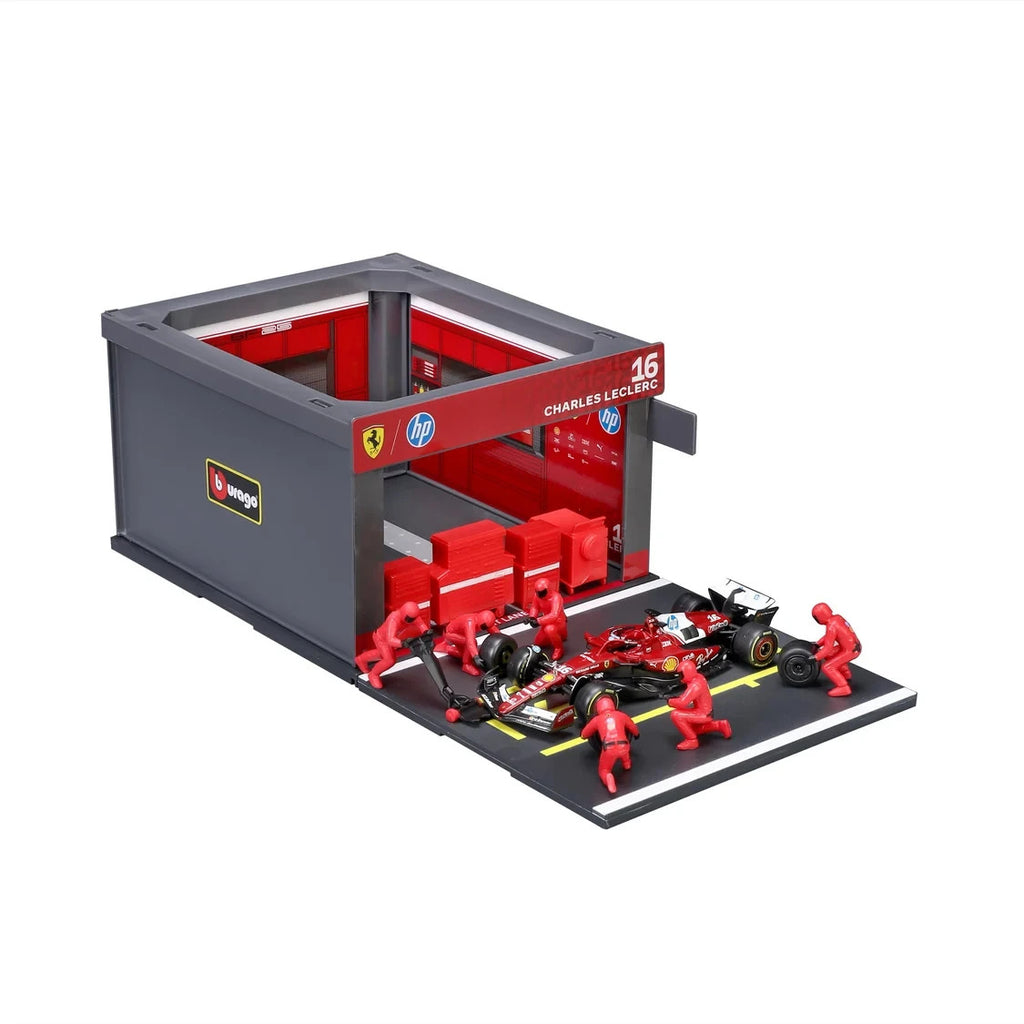 Burago 1:43 Scuderia Ferrari Formula One Team C.Leclerc Pit Pass Diorma Playset - #18-36865L