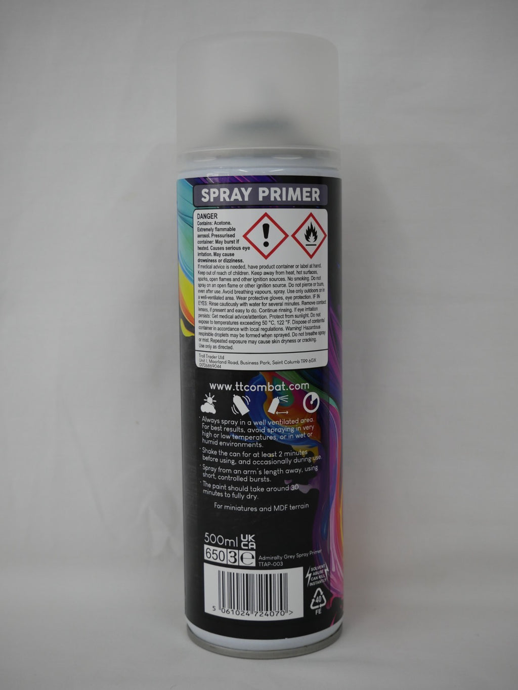 TTCombat Admiralty Grey Plastic Scale Model Spray Primer 500ml Aerosol Can - TTAP-003