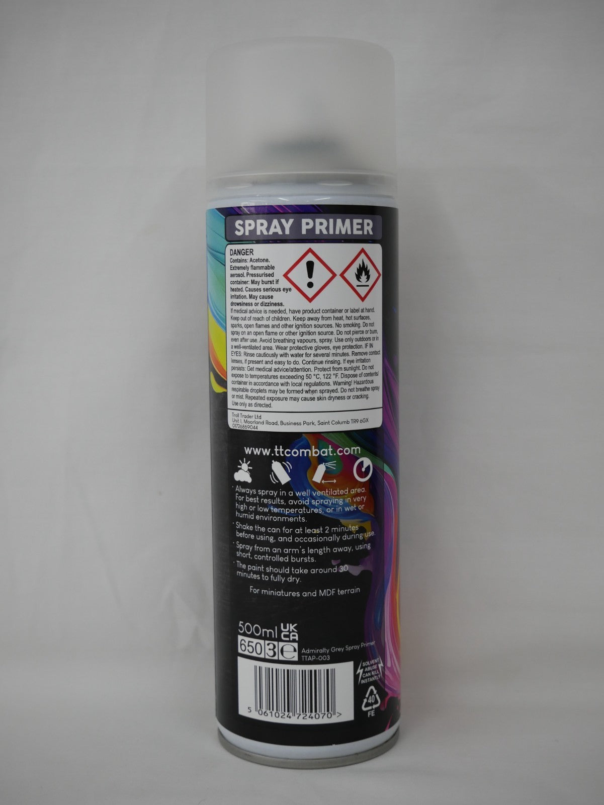 TTCombat Admiralty Grey Plastic Scale Model Spray Primer 500ml Aerosol Can - TTAP-003