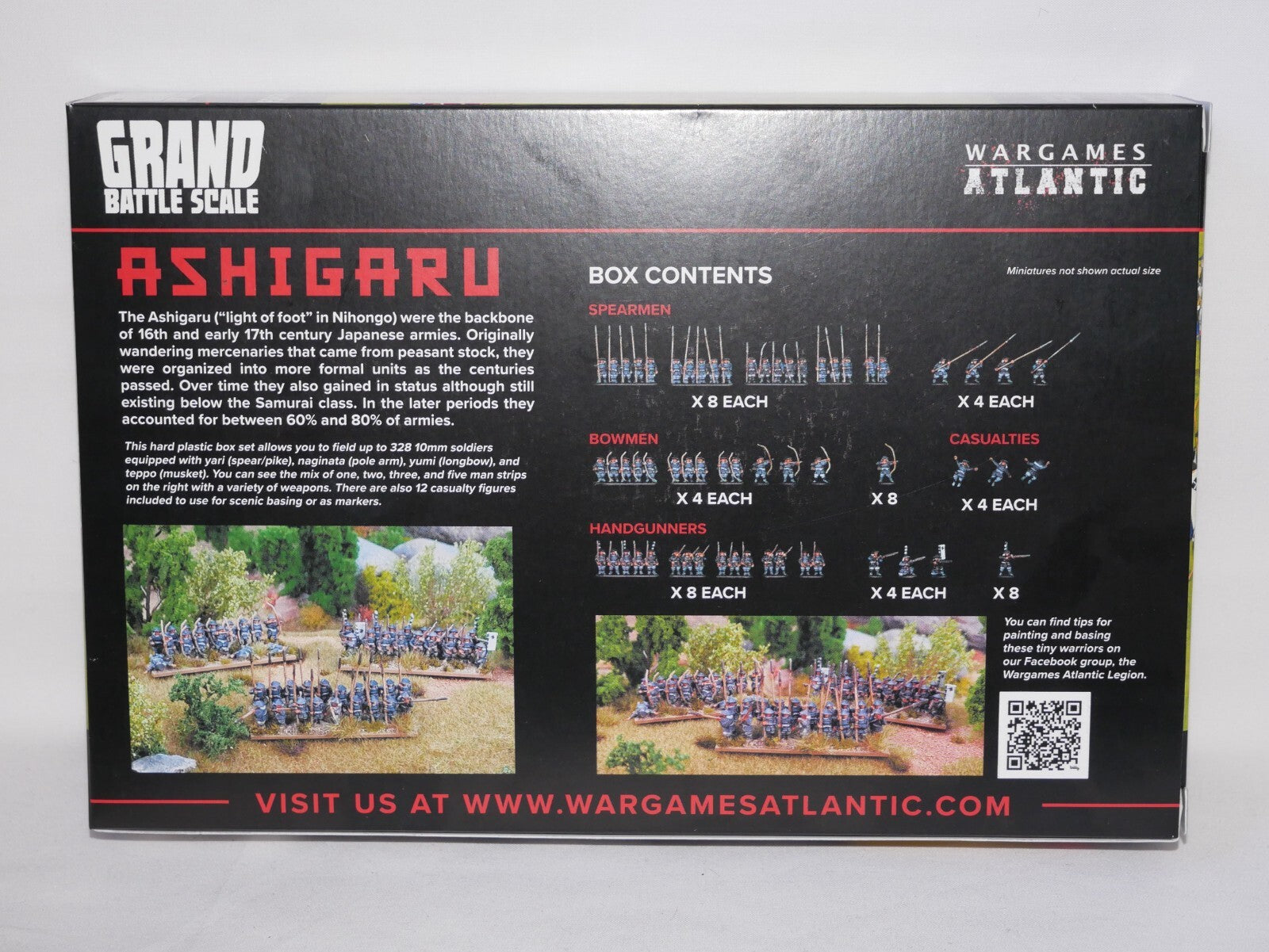 Wargames Atlantic Grand Battle Scale Hard Plastic 10mm Ashigaru Models WAARN005S