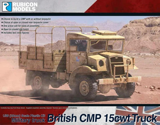 Rubicon Models 1:56 (28mm) Scale WWII British CMP 15cwt Military Truck - 280056