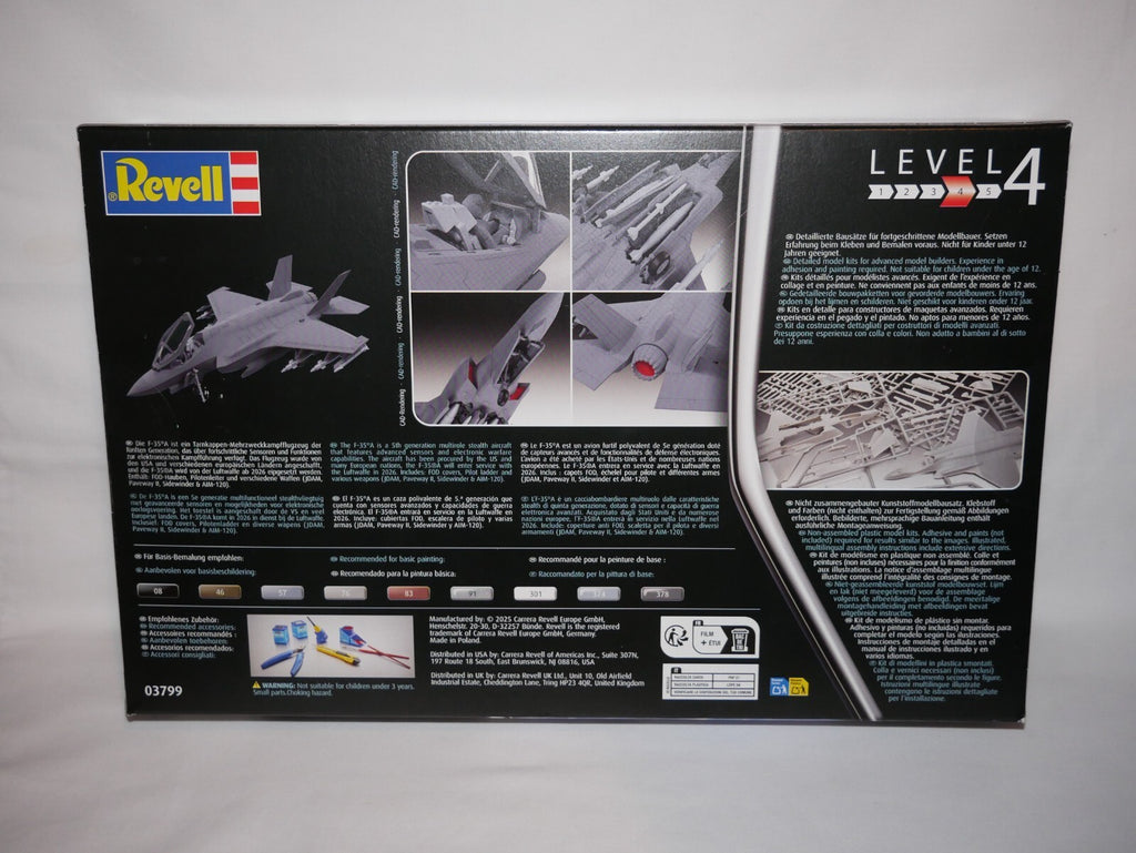 Revell 1:72 Scale Lockheed Martin F-35 A Lightning II Kit Skill Level 4 - 03799