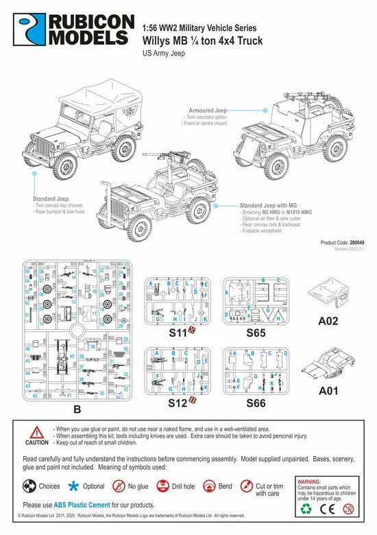 Rubicon Models 1:56 Scale Willys MB US Army 1/4 Ton 4x4 Utility Truck - 280049