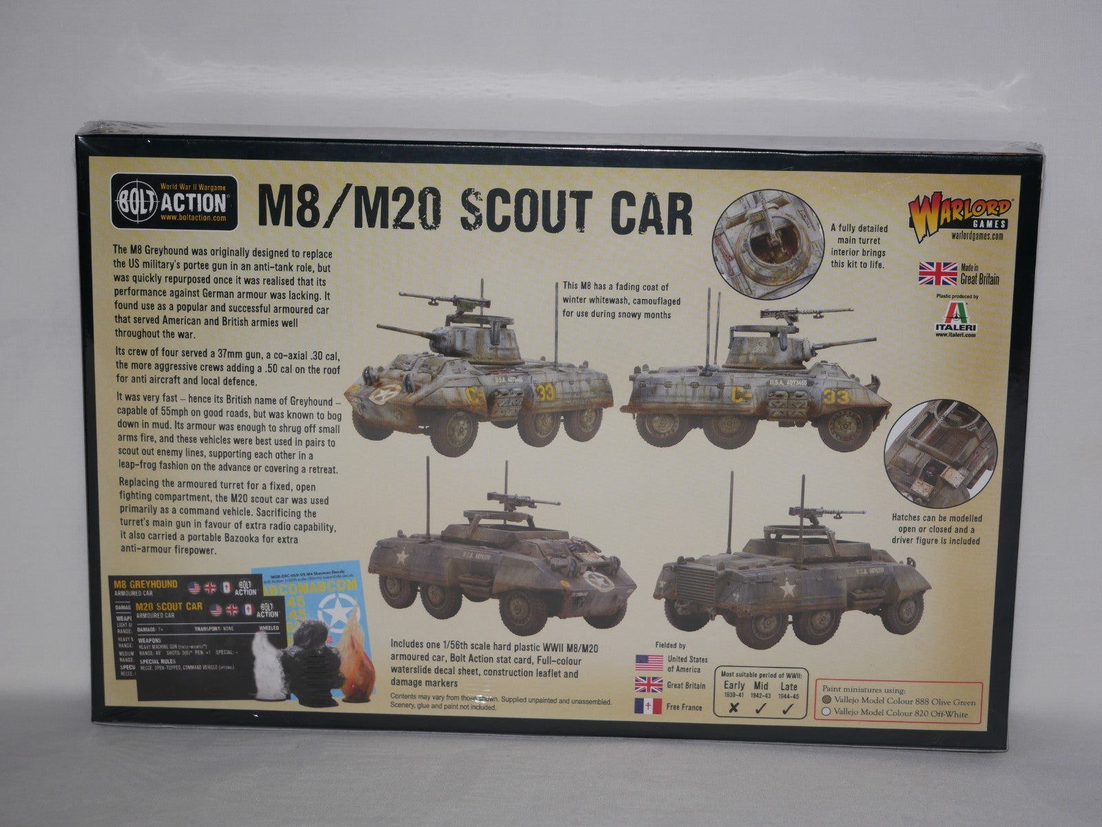 Warlord Games Bolt Action 1:56 Scale WW2 US M8/M20 Greyhound Scout Car 402013005