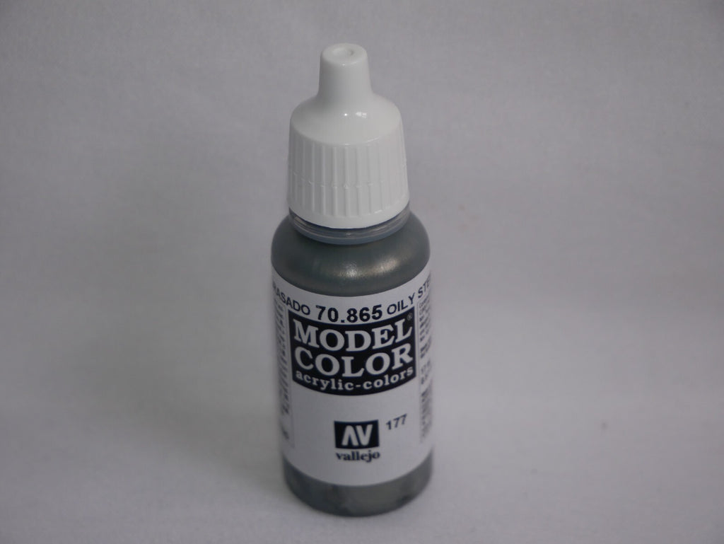Vallejo Model Color Oily Steel Metallic Acrylic 17ml Dropper Bottle - 70.865