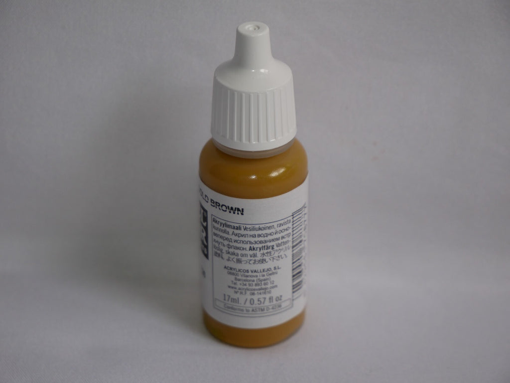 Vallejo Model Color Gold Brown Acrylic 17ml/0.57 fl oz Dropper Bottle - 70.877