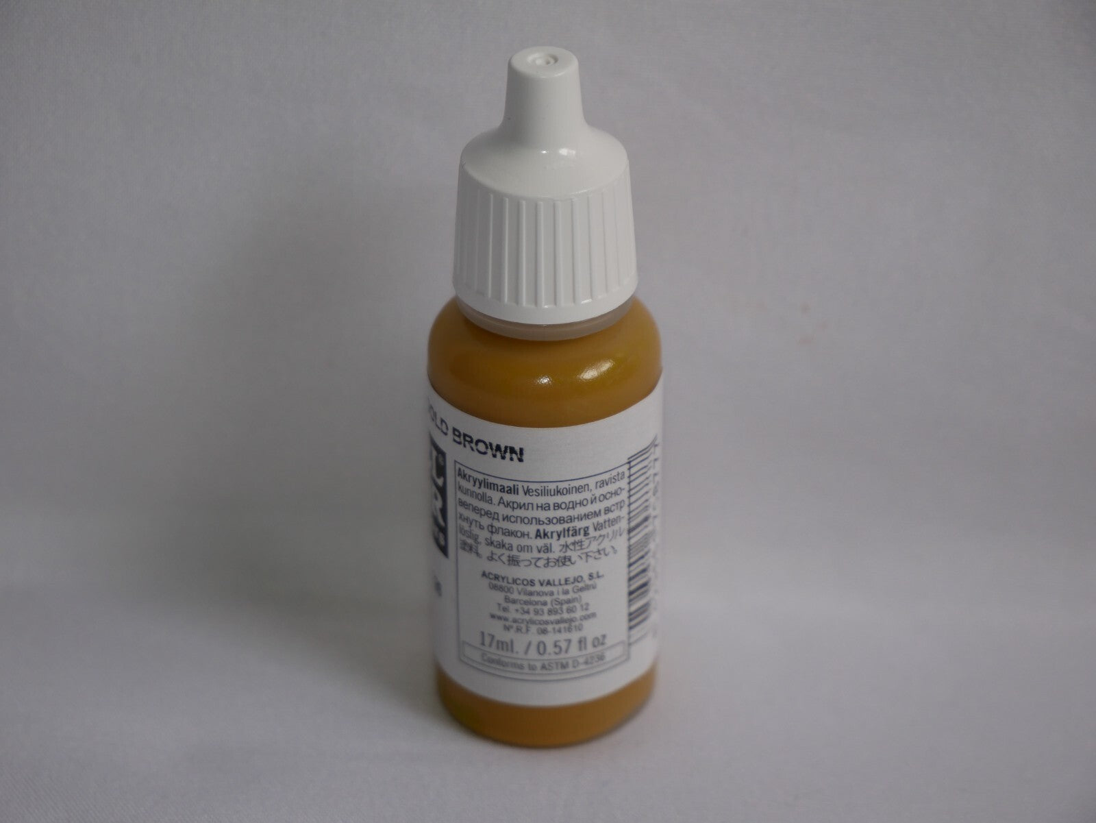 Vallejo Model Color Gold Brown Acrylic 17ml/0.57 fl oz Dropper Bottle - 70.877