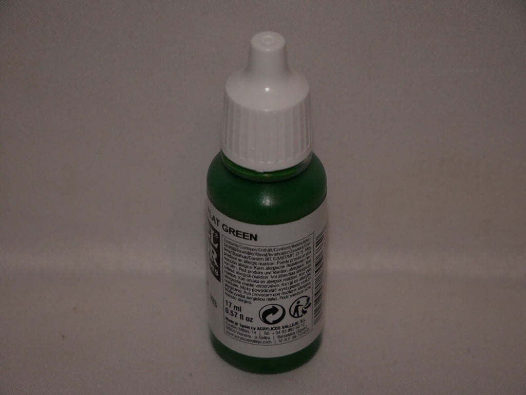 Vallejo Model Color Flat Green Acrylic 17ml /0.57 fl oz Dropper Bottle - 70.968