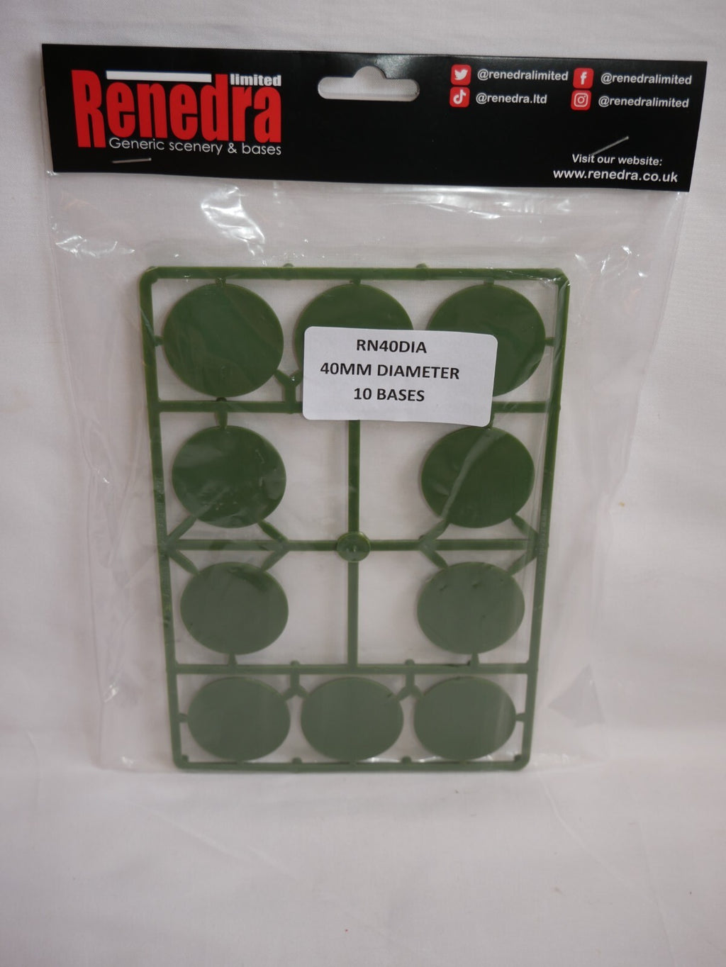 Renedra Limited Generic Scenery & Bases 40mm Diameter Bases 10 Per Pack - RN40DIA
