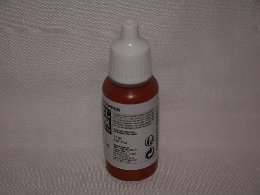 Vallejo Model Color Copper Metallic Acrylic 17ml/0.57 fl oz Dropper - 70.999