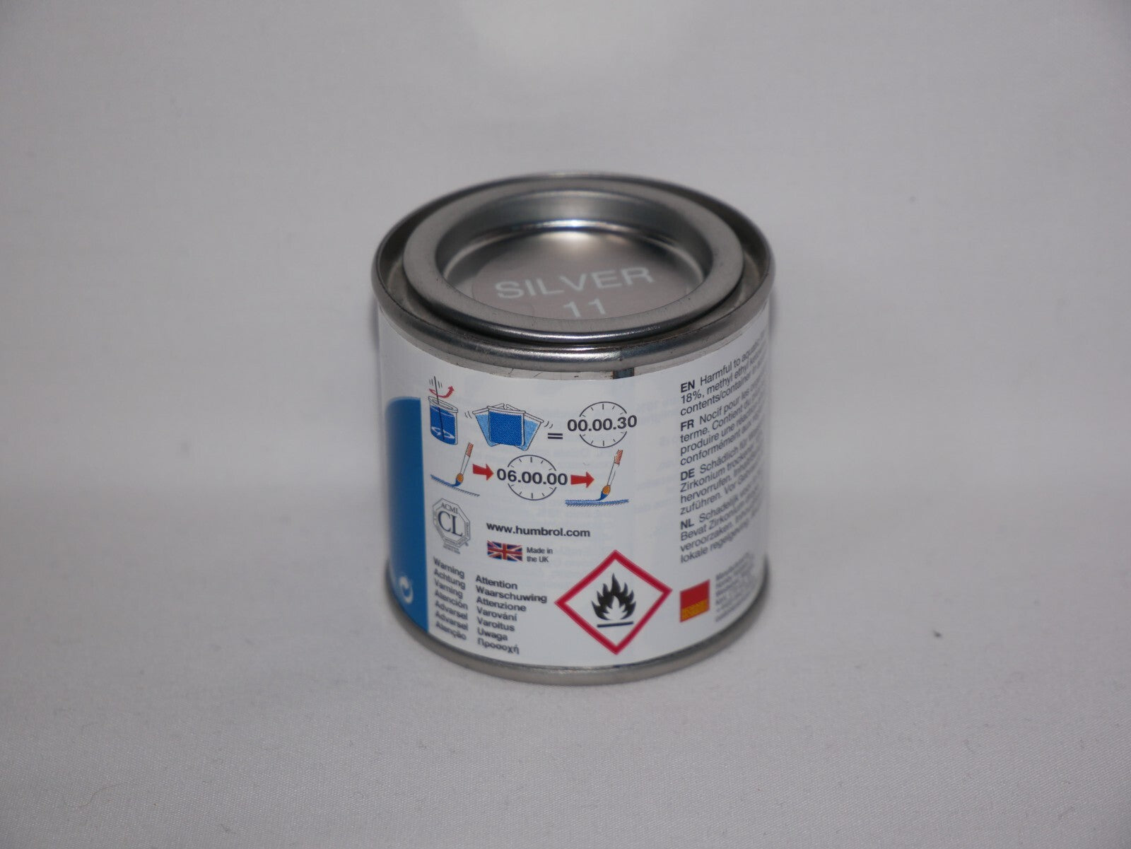 Humbrol Scale Modelling Enamel Paints Metallic Silver No 11 (50ml) Tub - AQ0011