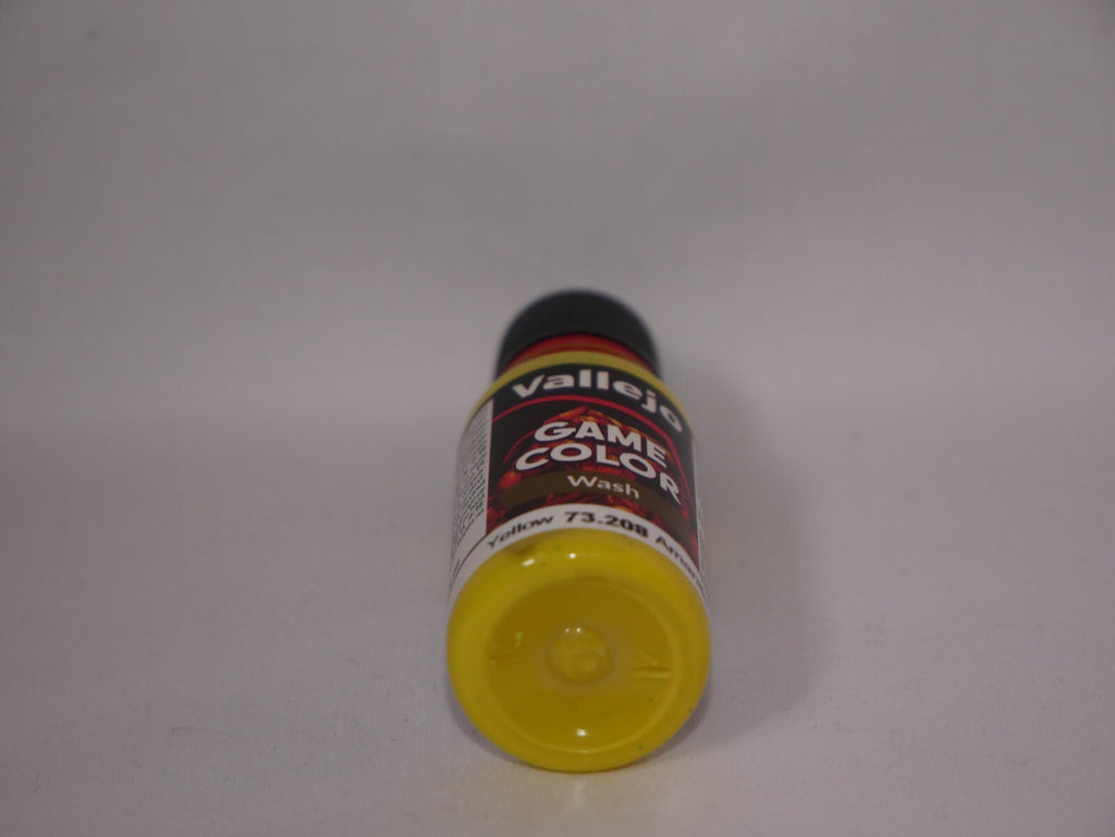 Vallejo Game Color Acrylic Washes Yellow 18ml/0.6 fl oz Dropper Bottle - 73.208