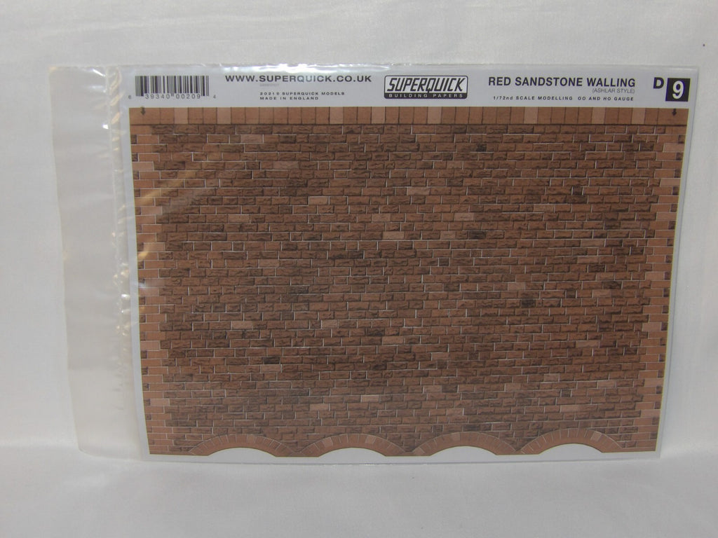 Superquick Kits 1:76 Scale Red Sandstone Walling Ashlar Style For HO/OO - D9