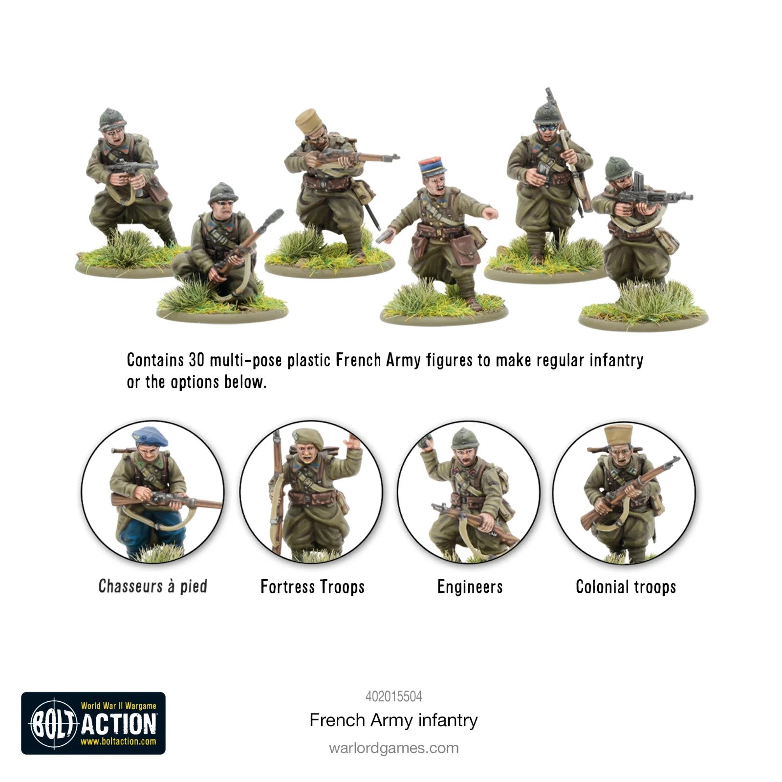 Warlord Games Bolt Action 1:56 Scale WWII French Army Infantry Minis - 402015504