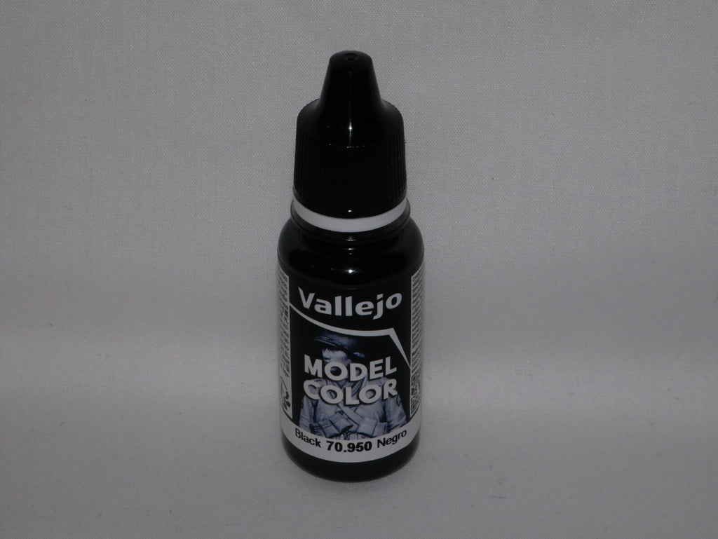 Vallejo Model Color Black Acrylic 18ml/0.6 fl oz Dropper Bottle - 70.950