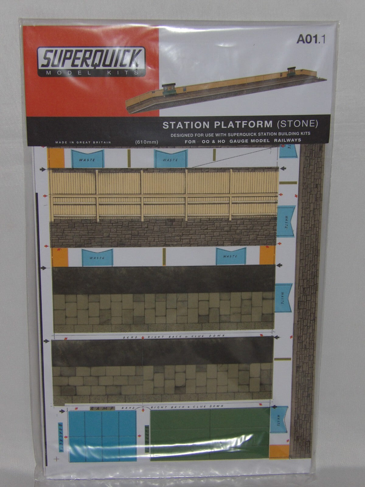 Superquick Kits 1:76 Scale Stone Station Platform Scaled For OO & HO - SQA1.1