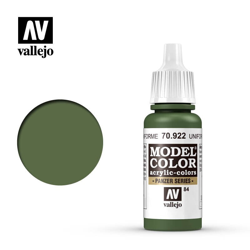 Vallejo Model Color Uniform Green Acrylic 17ml/0.57 fl oz Dropper Bottle 70.922