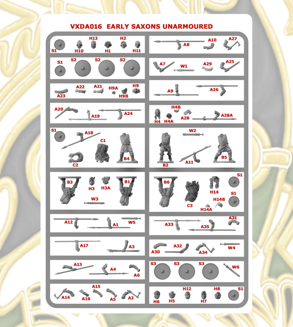 Victrix Warriors Of The Dark Ages 28mm Early Saxon Unarmoured Warriors - VXDA016