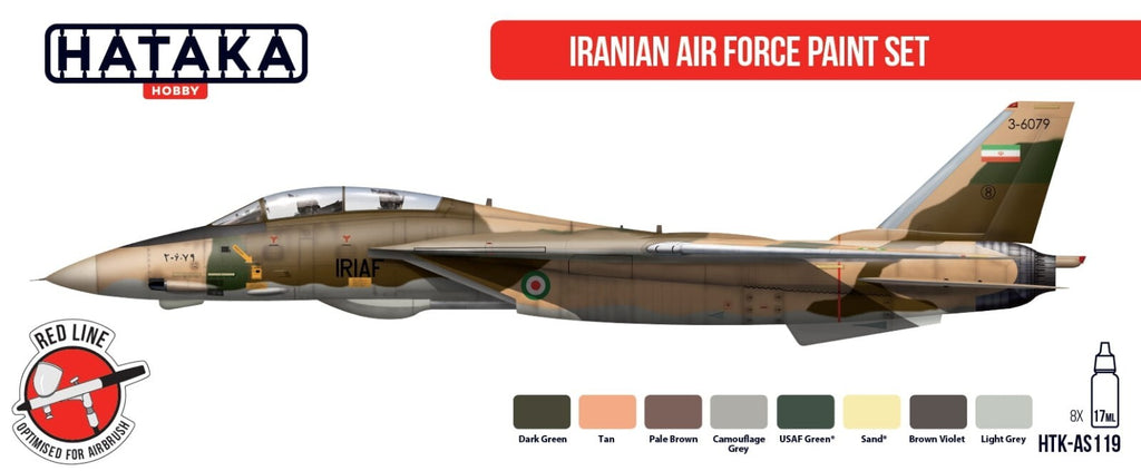 Hataka Red Line Optimised For Airbrush Iranian Air Force Paint Set - (HTK-AS119)