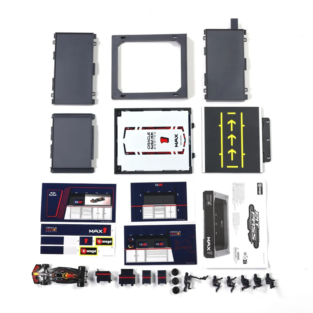 Burago 1:43 Scale Oracle Redbull Racing Formula One Team Pit Pass Diorma Playset - #18-38459V