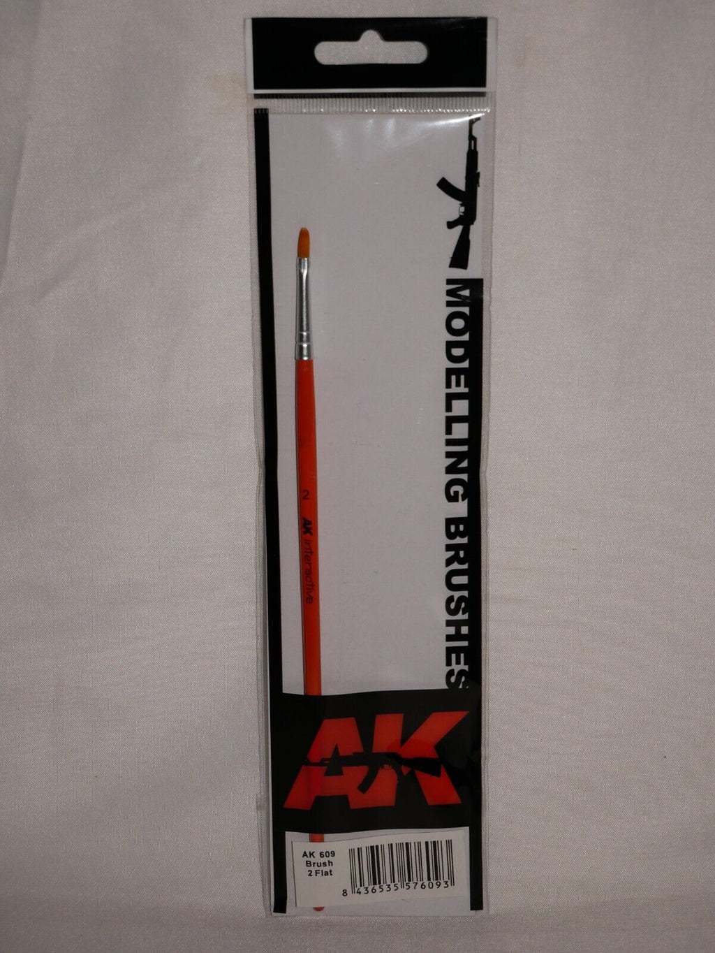AK Interactive Size 2 Flat Synthetic Hair Scale Modeling Paint Brushes - AK609