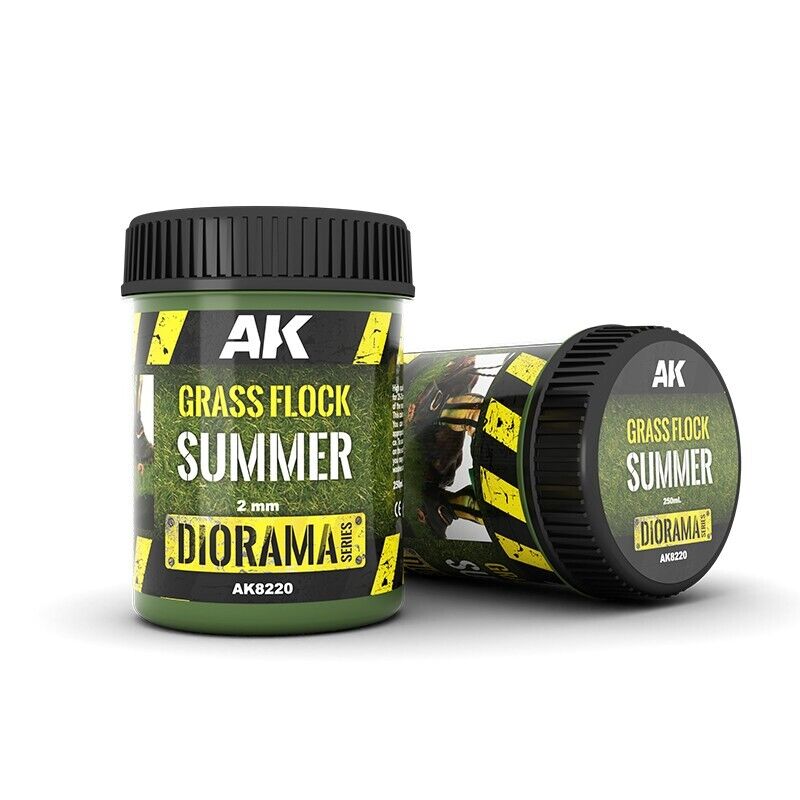 AK Interactive Diorama Series 2mm Summer Grass Flock 250ml Plastic Tub - AK8220