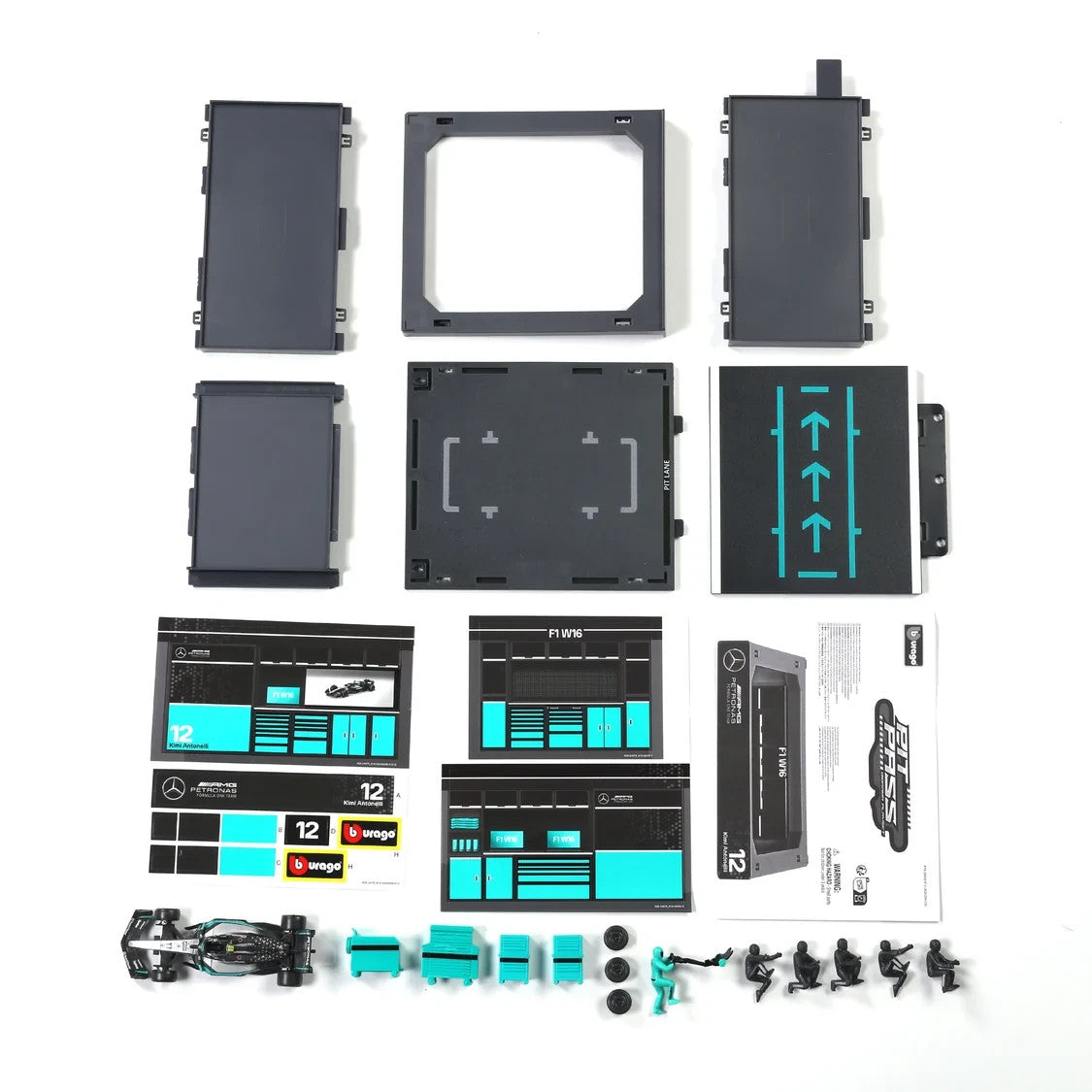 Burago 1:43 Scale Mercedes-AMG Petronas Forumla One Team Pit Pass Diorma Playset - #18-38458A