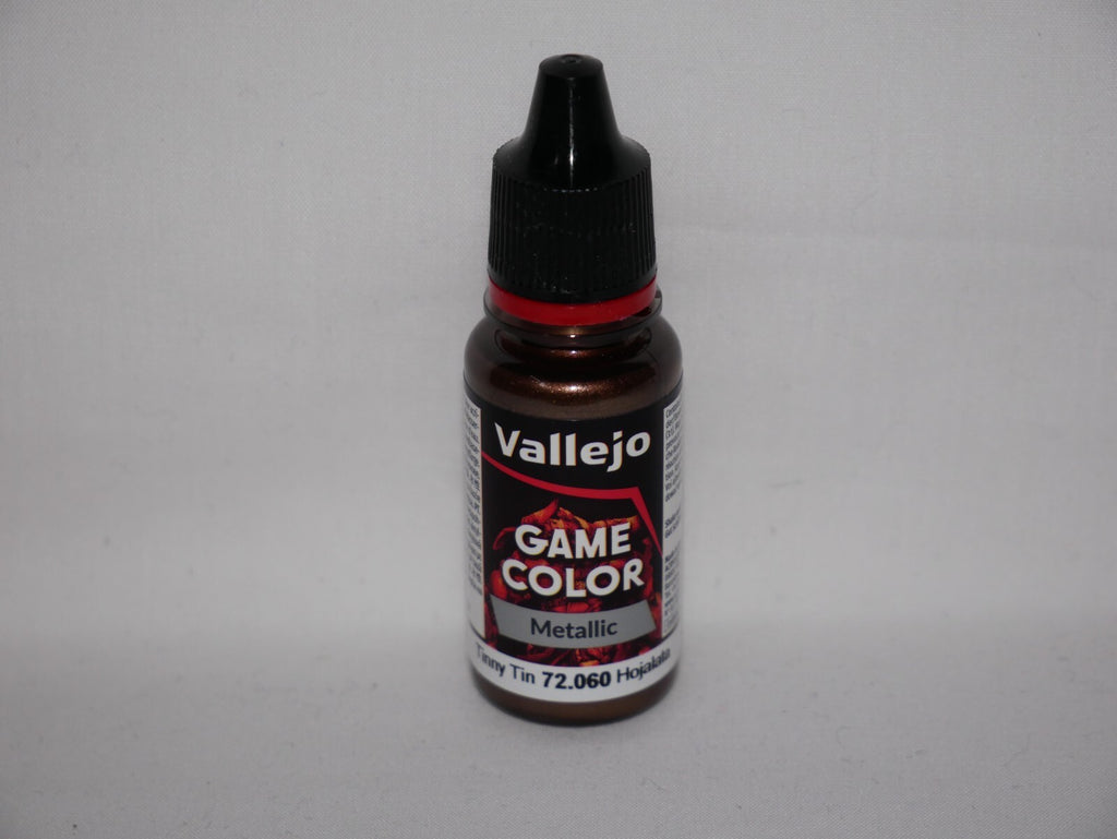Vallejo Game Color Range Acrylic Metallics Tinny Tin 18ml Dropper Bottle 72.060