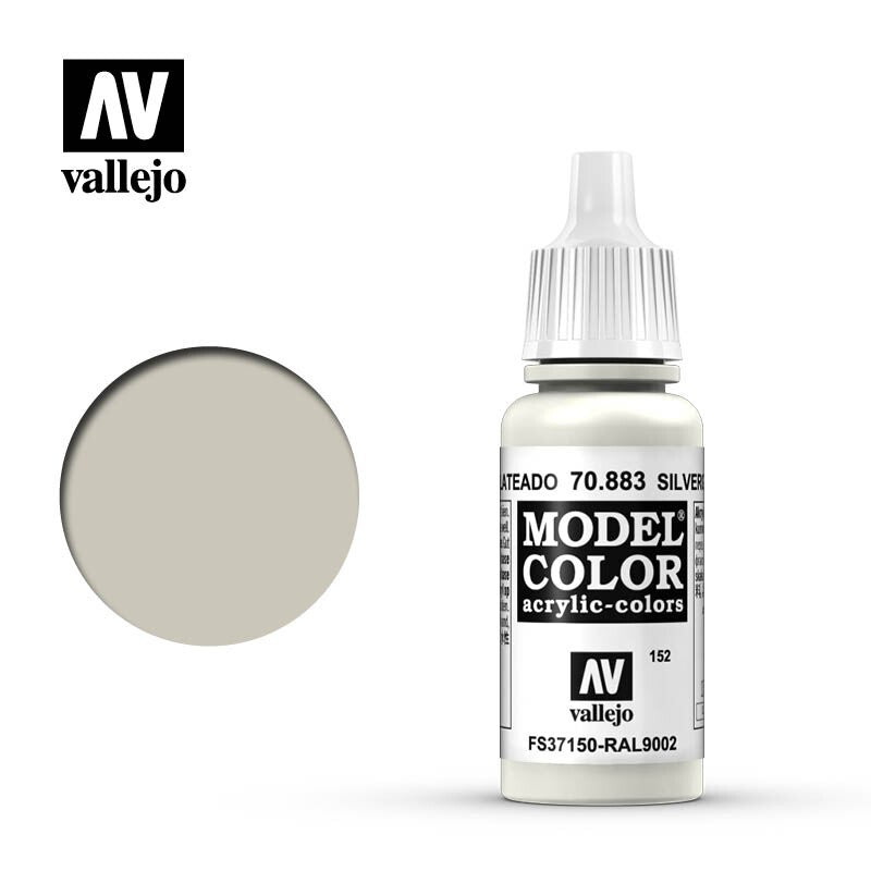 Vallejo Model Color Silver Grey Acrylic 17ml /0.57 fl oz Dropper Bottle - 70.883