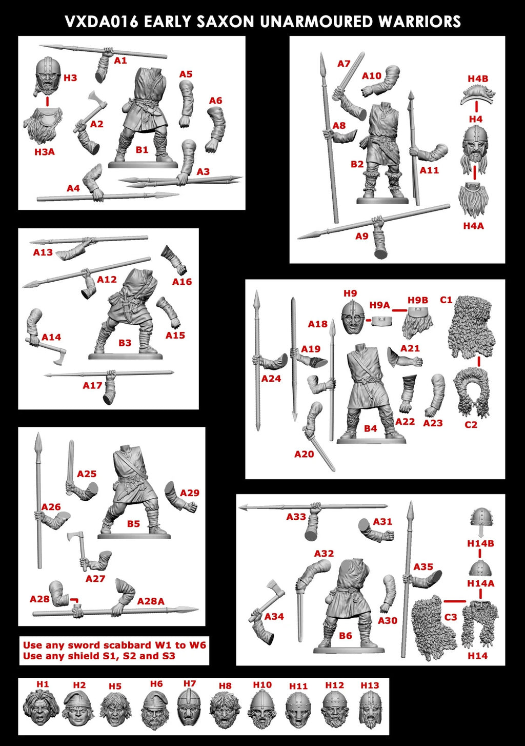 Victrix Warriors Of The Dark Ages 28mm Early Saxon Unarmoured Warriors - VXDA016
