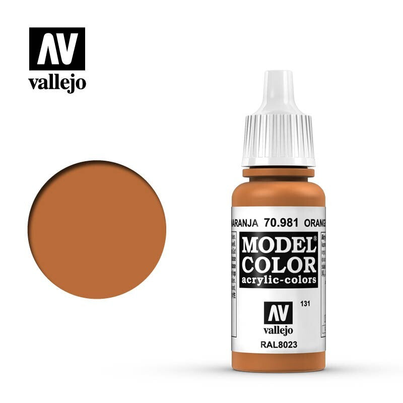 Vallejo Model Color Orange Brown Acrylic 17ml/0.57 fl oz Dropper Bottle 70.981