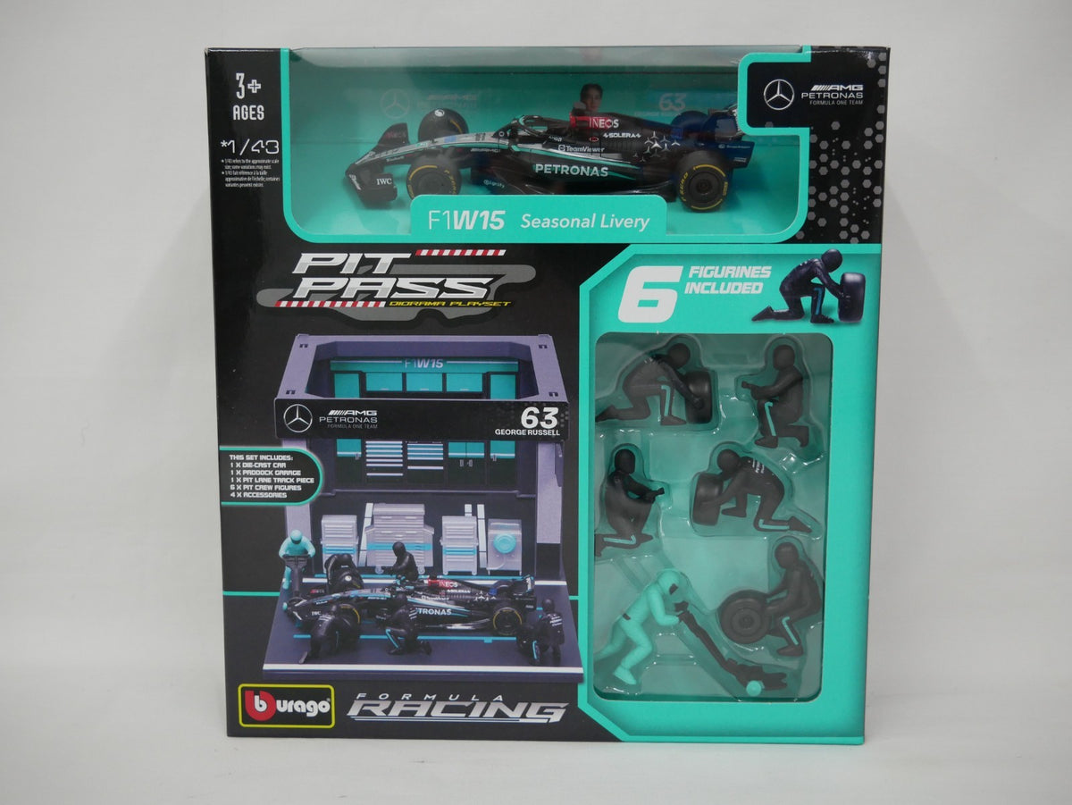 Burago 1:43 Scale Mercedes-AMG Petronas Forumla One Team Pit Pass Diorma Playset - #18-38452R