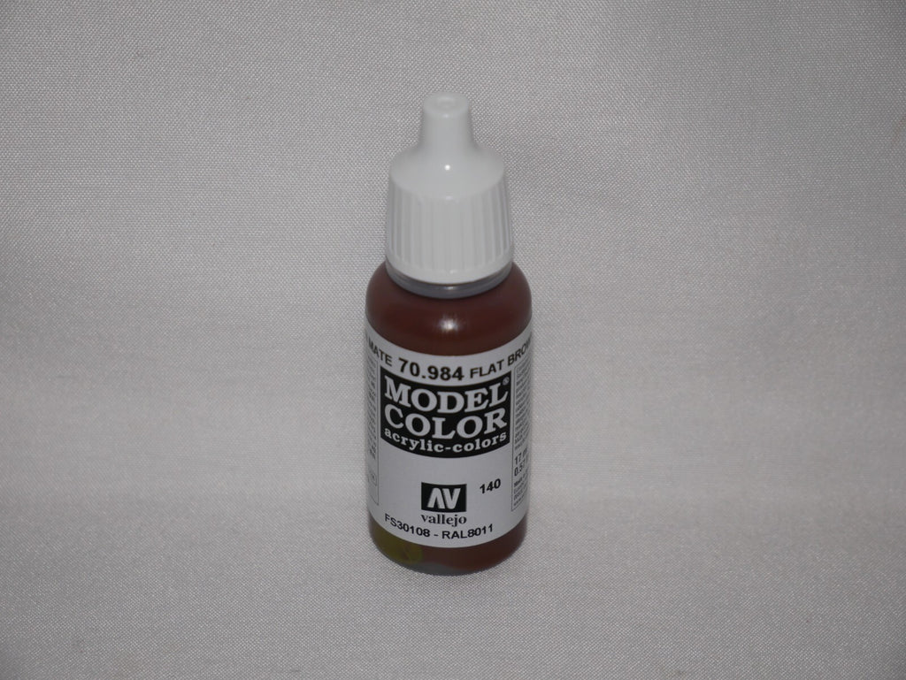 Vallejo Model Color Flat Brown Acrylic 17ml/0.57 fl oz Dropper Bottle - 70.984