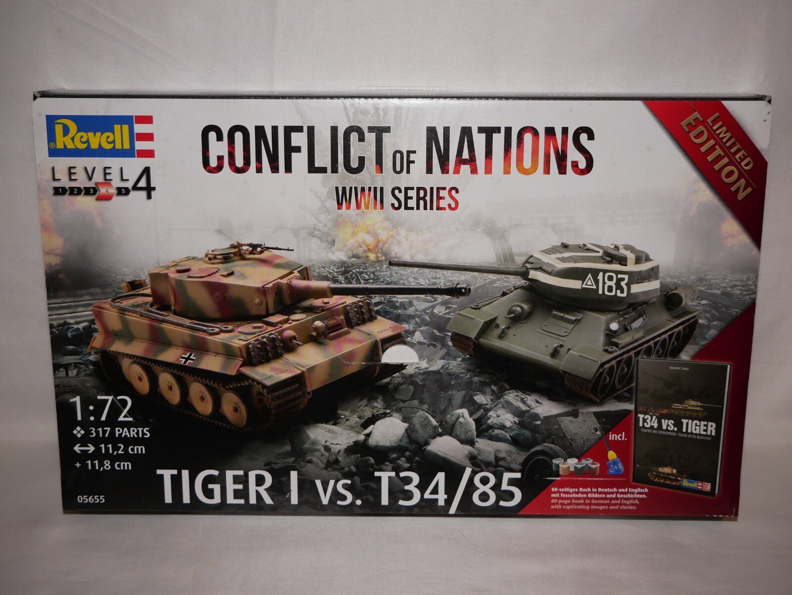 Revell 1:72 Conflict of Nations WW2 Series Tiger 1 VS T34/85 Skill Level 4 05655