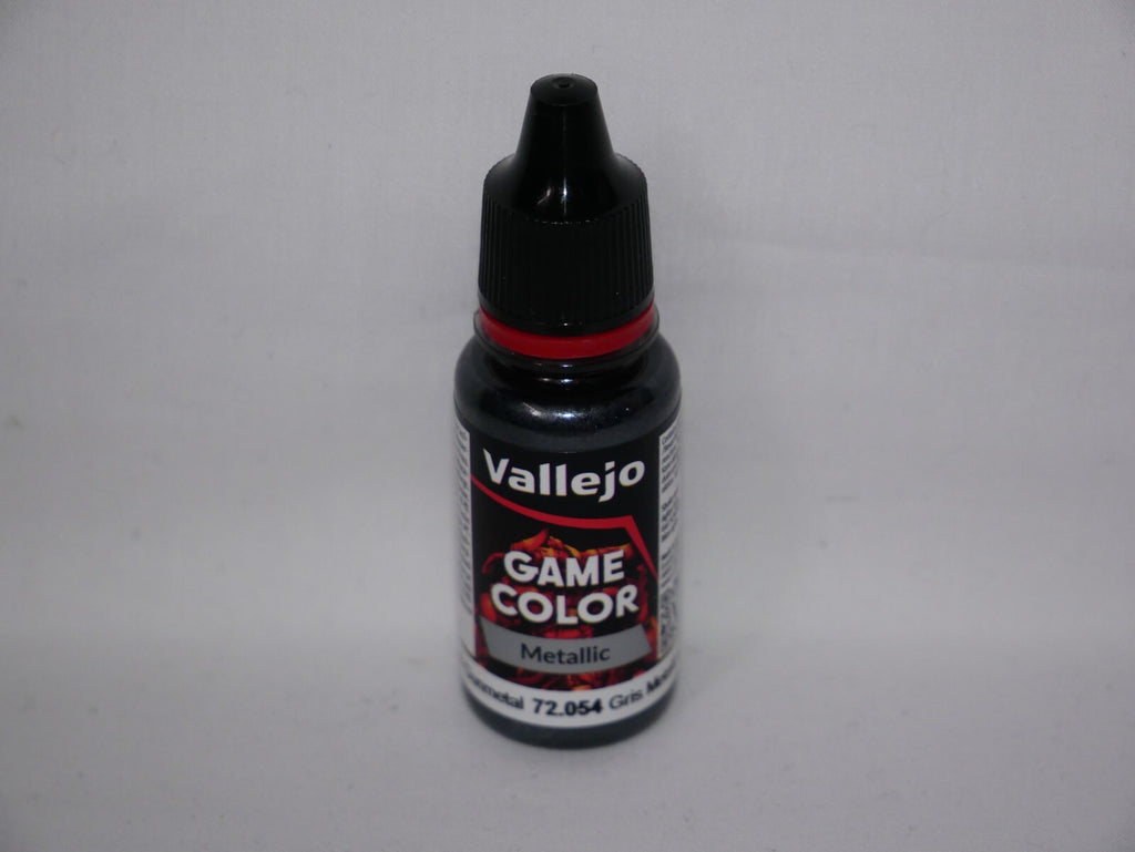Vallejo Game Color Acrylic Metallics Dark Gunmetal 18ml Dropper Bottle - 72.054