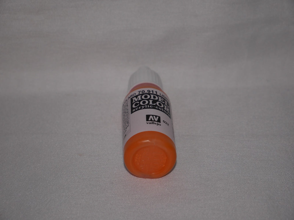 Vallejo Model Color Light Orange Acrylic 17ml/0.57 fl oz Dropper Bottle - 70.911