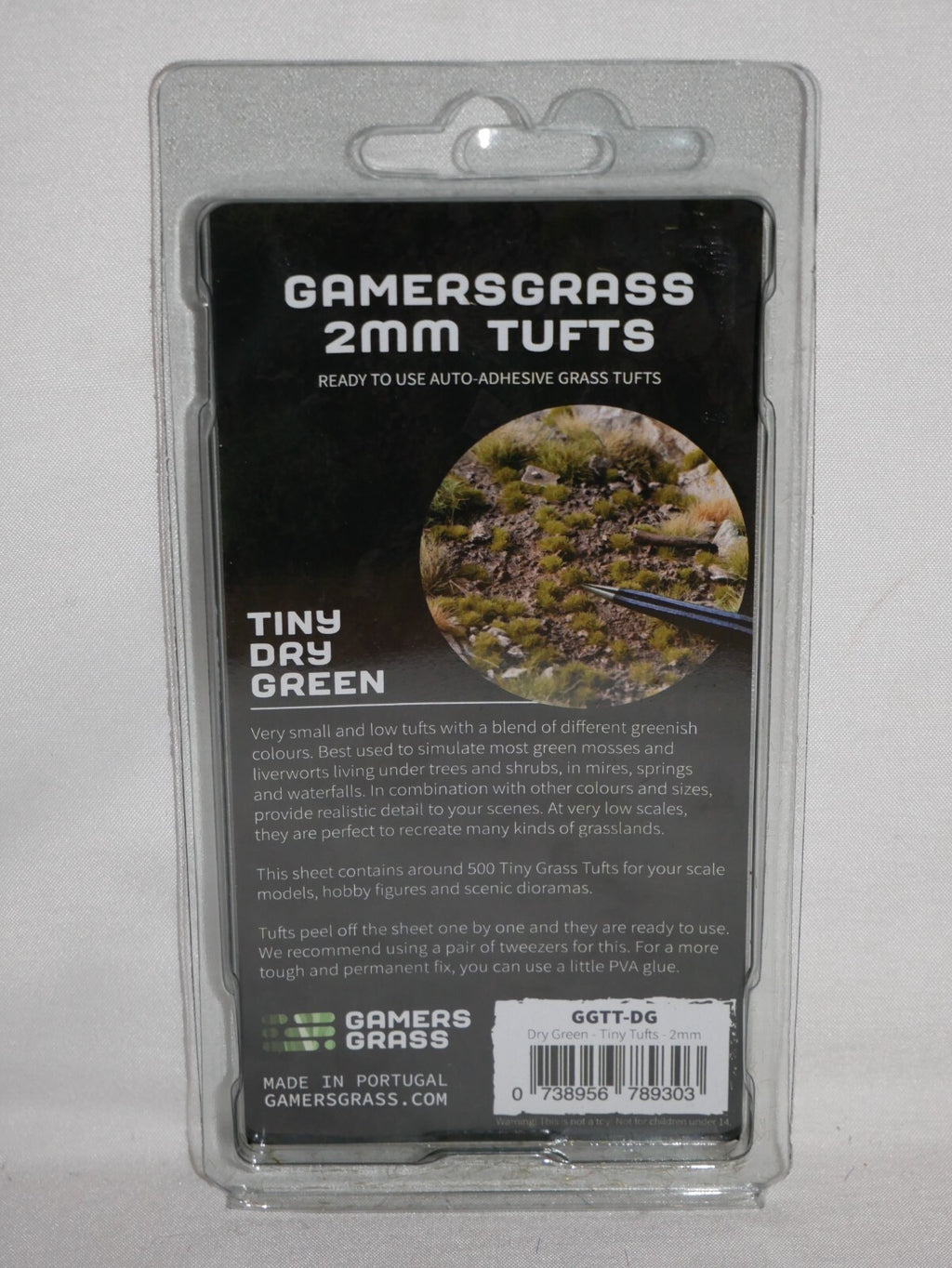 Gamers Grass Tiny Dry Green 2mm Tufts For Wargaming Bases (500) Per Pack - GGTT-DG