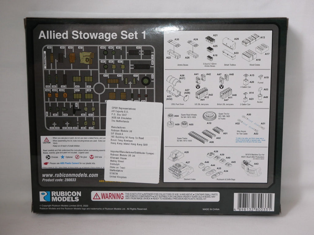 Rubicon Models 1:56 (28mm) Scale US & Commonwealth Allied Stowage Set 1 - 280033