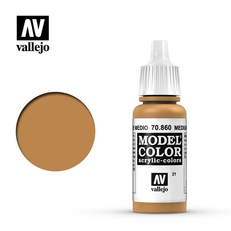 Vallejo Model Color Medium Fleshtone Acrylic 17ml Dropper Botlle - 70.860