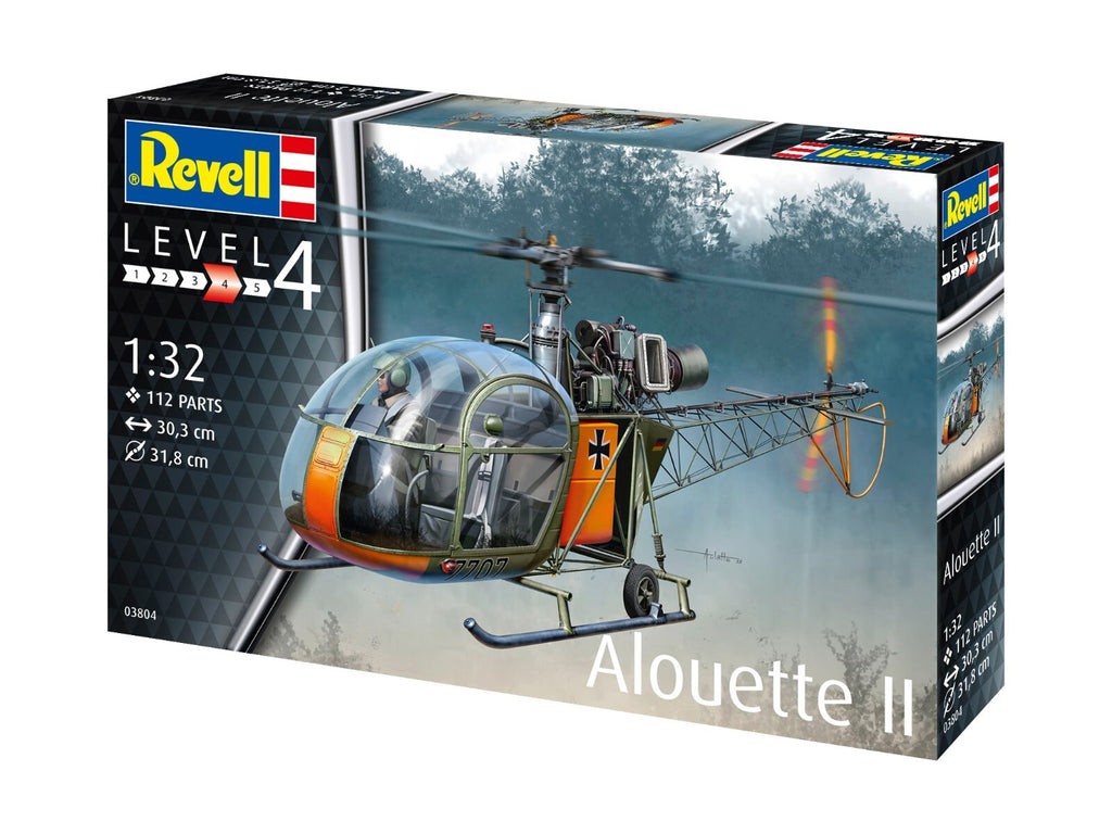 Revell 1:32 Aérospatiale Alouette II Model Helicopter Kit Skill Level 4 - 03804