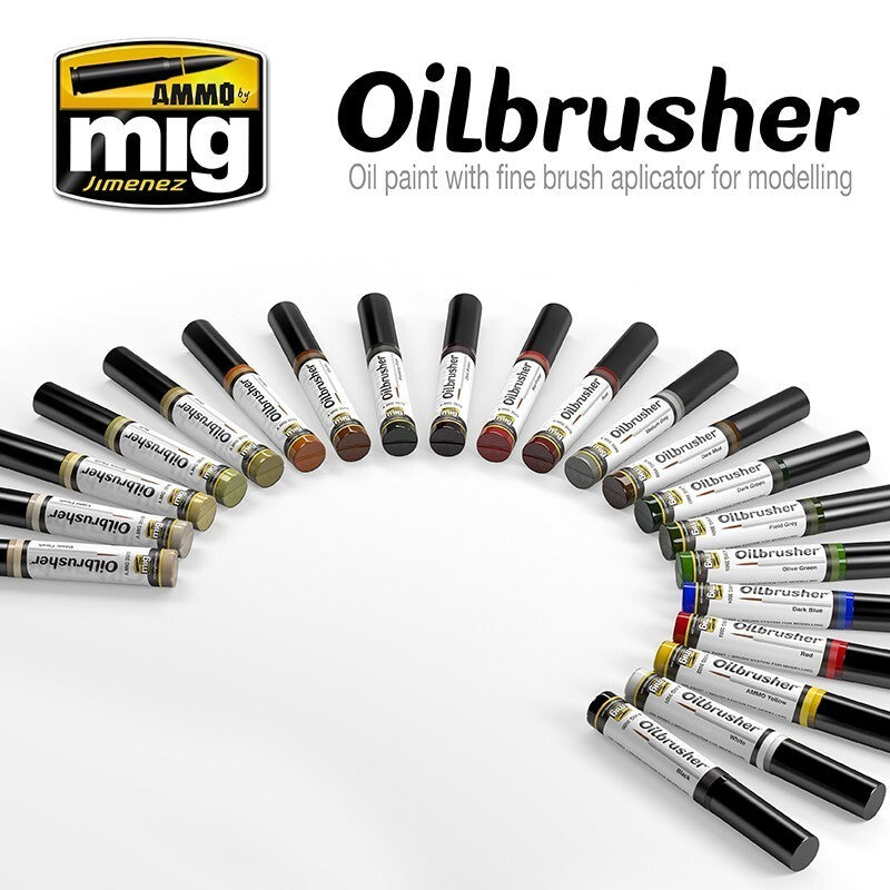 Ammo By Mig Jimenez Medium Grey Oilbrusher With Fine Brush Applicator A.MIG-3509