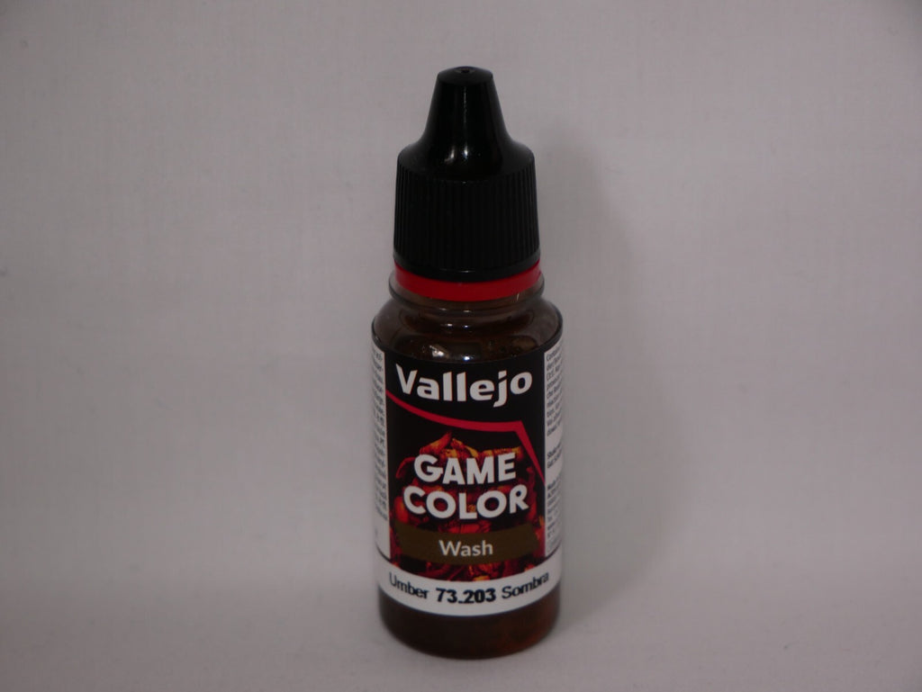 Vallejo Game Color Acrylic Washes Umber 18ml/0.6 fl oz Dropper Bottle - 73.203