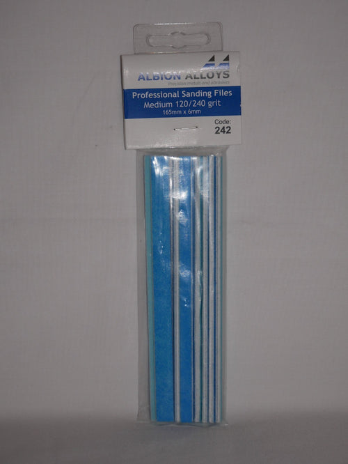 Albion Alloys Professional Sanding Files Medium 120/240 Grit (165mm x 6mm) - 242