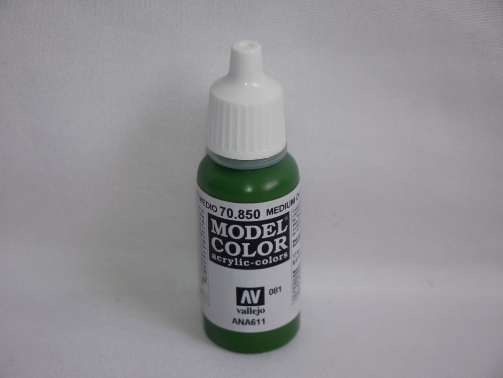 Vallejo Model Color Medium Olive Acrylic 17ml/0.57 fl oz Dropper Bottle - 70.850